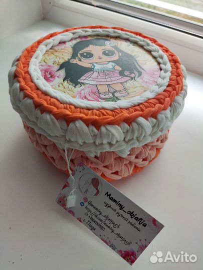 Вязанные детские корзинки