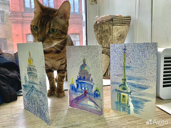 Открытки Петербург акварель ручная работа