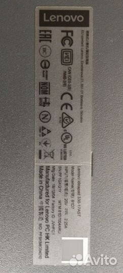 Ноутбук lenovo ideapad 330 17-AST