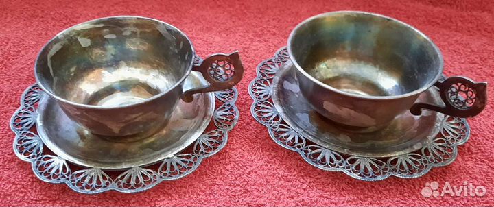 Чашки кофейные. Мельхиор. Скань. СССР