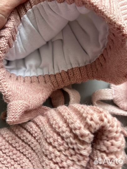 Шапка снуд с натуральным помпоном