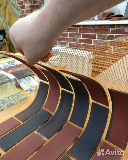 Фасадная панель.Гибкий Клинкер на сетке