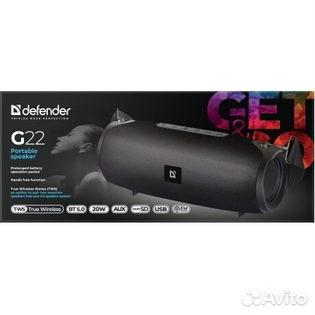 Bluetooth колонка Defender G22 20Вт /TF/AUX/USB/FM