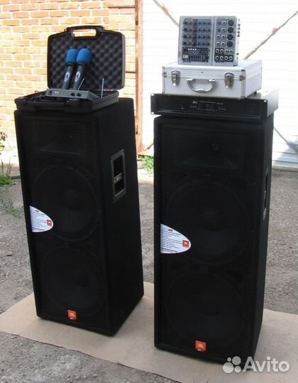 Колонки JBL 2000W JRX Усилитель Микшер Микрофоны