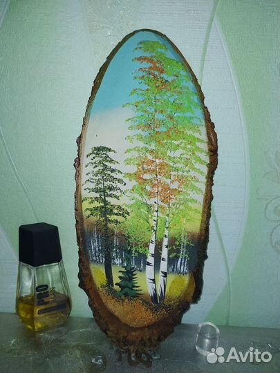 Картина на срезе дерева