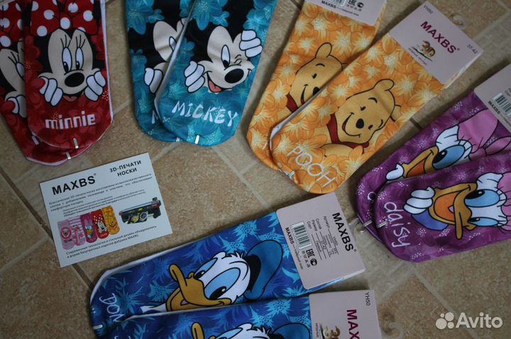 Классные носочки 3D печать с персонажами Дисней