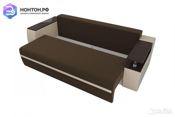 Диван еврокнижка Ричмонд корфу бежевый / коричневы