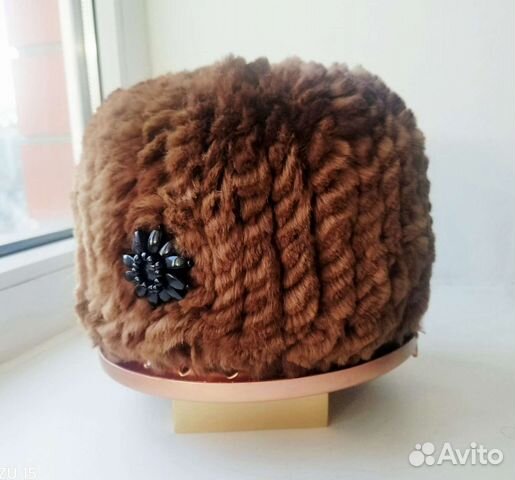 Шапка вязанная из кролика