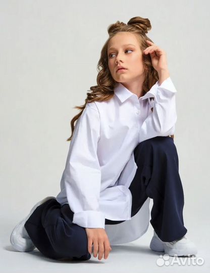 Рубашка белая детская оверсайз