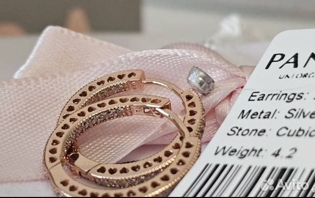 Серьги кольца Pandora Rose Оригинал