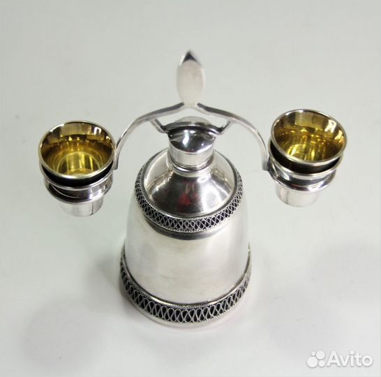 Сувенирный коньячный набор. Мельхиор. Скань