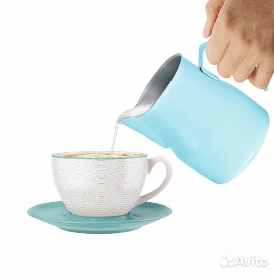 Питчер, молочник с носиком 350 мл голубой нерж. ст