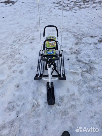 Снегокат для двоих с колесами