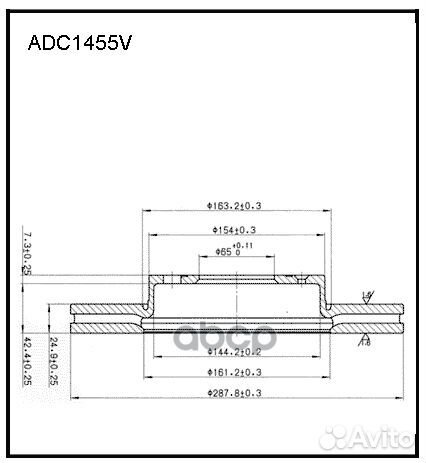 Диск тормозной вентилируемый зад ADC1455V