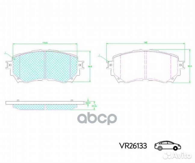 Колодки передние mazda 6 12- mitsubishi outlander