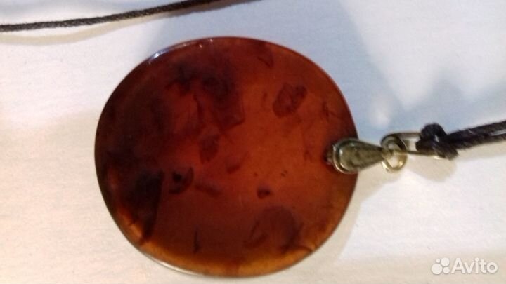Кулон. янтарь,серебро 875 проба.СССР янтарный комб
