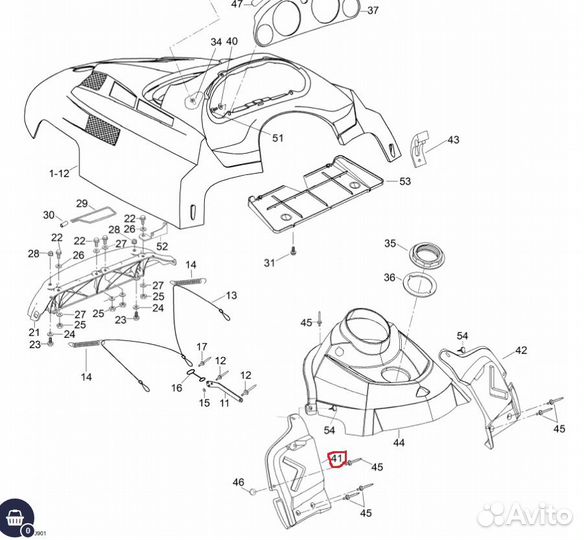 Левая панель под колено Ski-Doo Lynx 605251384