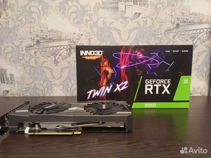 Видеокарта Inno3D GeForce RTX 3050 twin X2 8гб