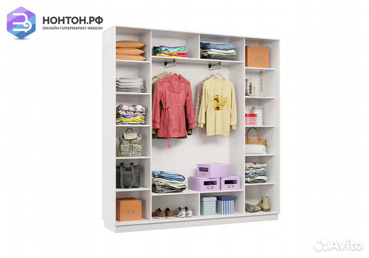 Шкаф-купе трёхдверный Ирида с 2 зеркалами белый