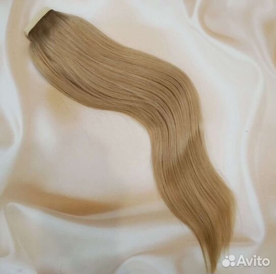 Хвост натуральные волосы шиньон русый