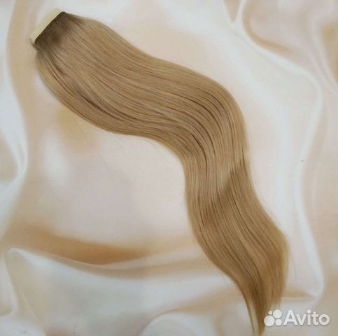 Хвост натуральные волосы шиньон русый