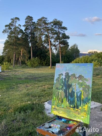 Картина маслом Пейзаж с соснами