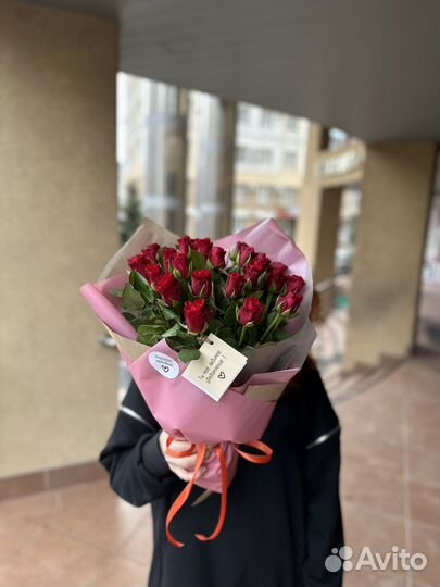 Букет 25 бордовых роз