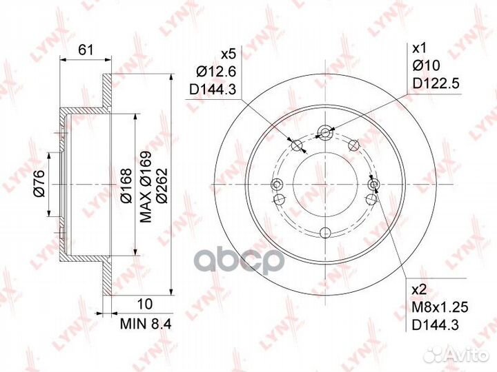 Диск тормозной зад BN1050 lynxauto