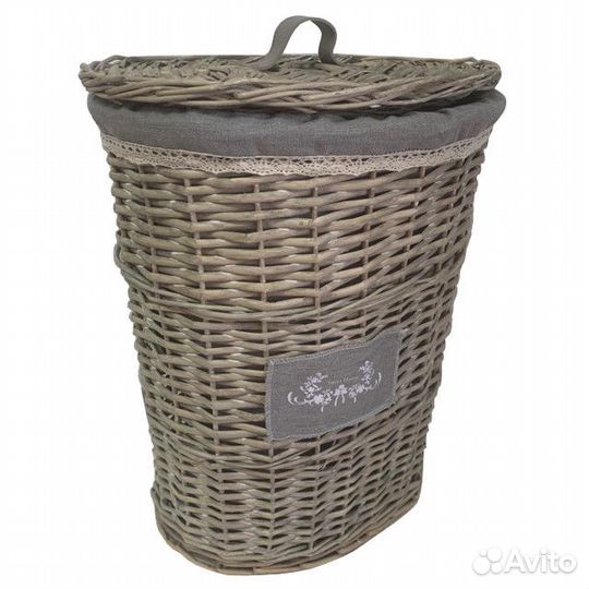 Корзина овальная 450x360x270мм серая ива/х/б съемн