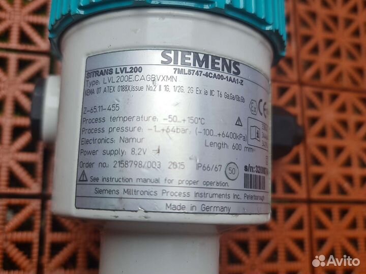 Вибрационный датчики уровня Siemens Sitrans Ex