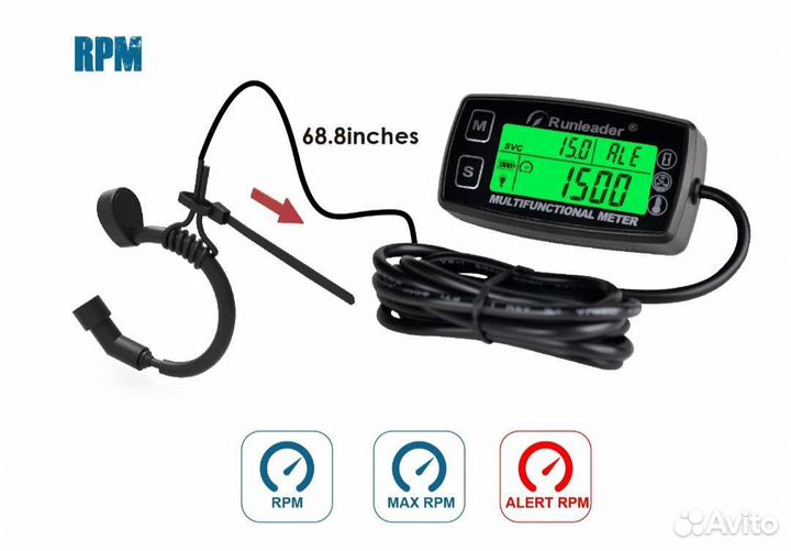 Датчик температуры, моточасов, оборотов,то (4 в 1)