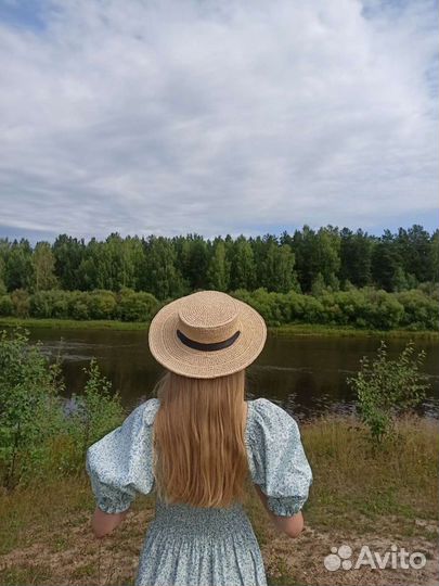 Канотье из рафии ручной работы