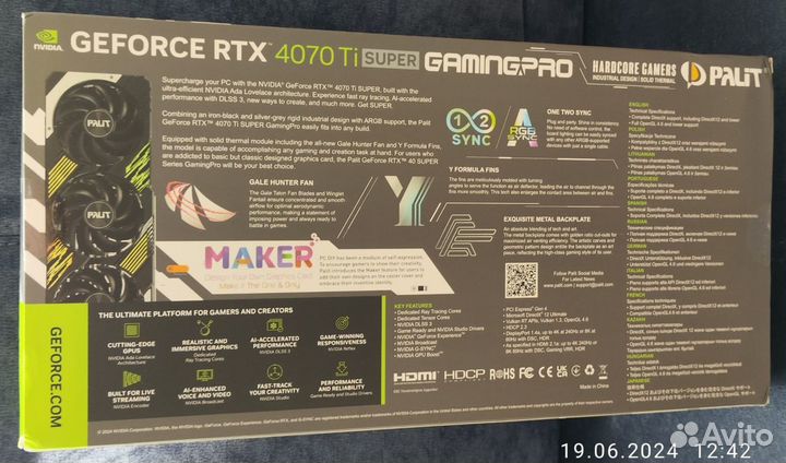 Видеокарта Palit rtx 4070 Ti Super GamingPro