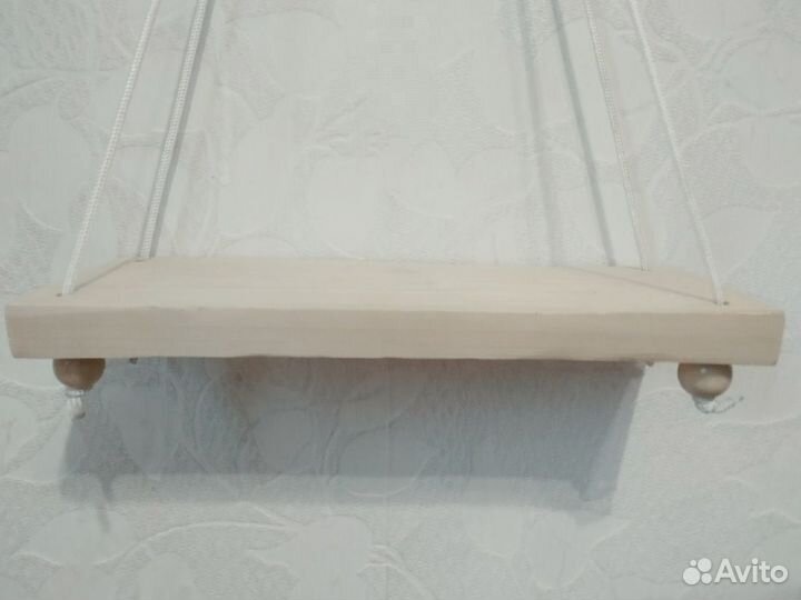 Полка настенная деревянная на веревке