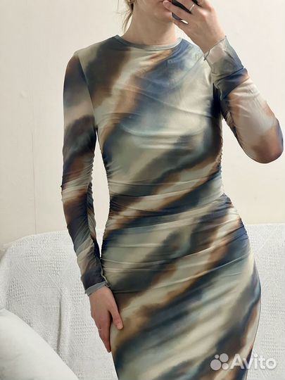 Новое платье-сетка с разводами на высокий рост, ве