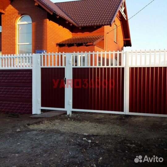 Забор профлист и ворота с калитка в Некрасовском