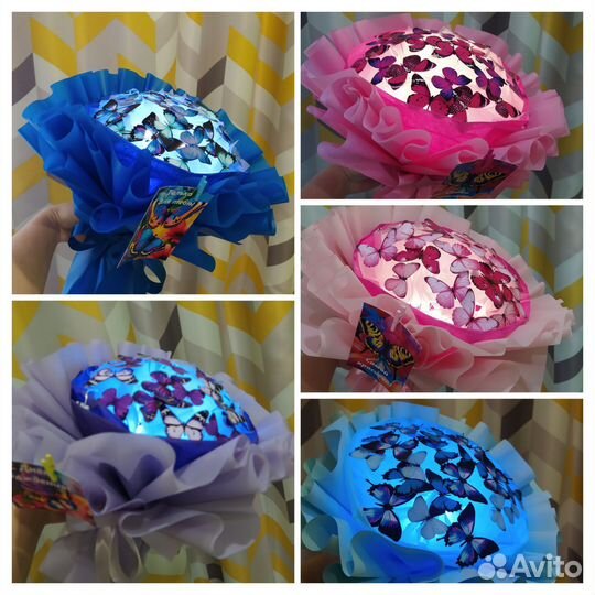 Букет из бабочек.Подарок.Светящийся букет