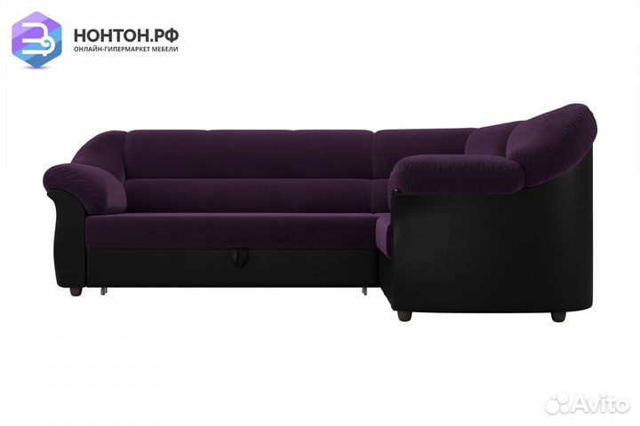 Диван угловой дельфин Карнелла велюр фиолетовый