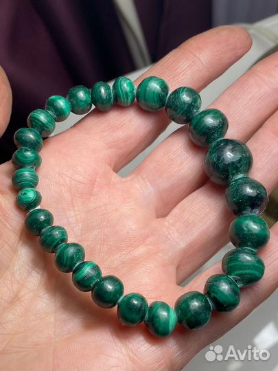 Браслет из природного малахита
