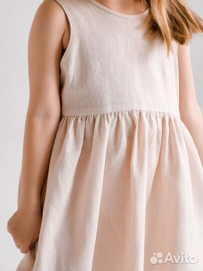 Сарафан для девочки летний лен 98 128 134