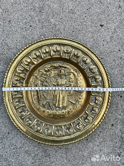 Винтажное Английское Латунное Блюдо