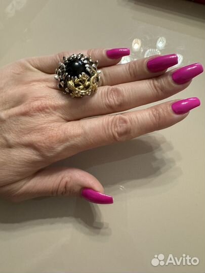 Роскошное кольцо с агатом