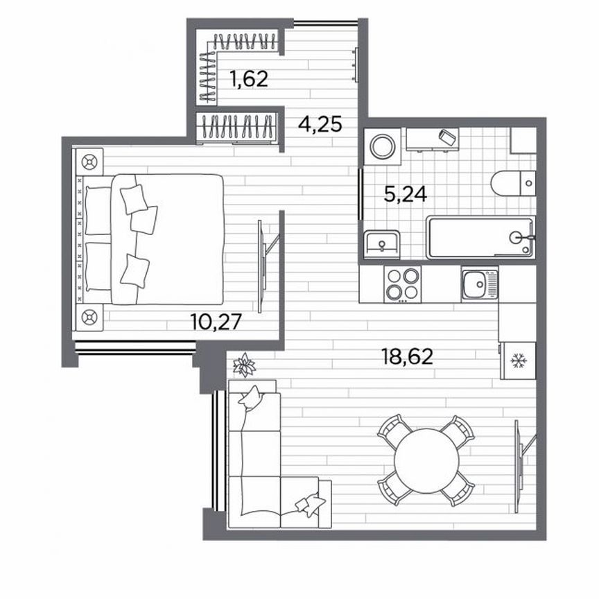 1-к. квартира, 40 м², 4/5 эт.