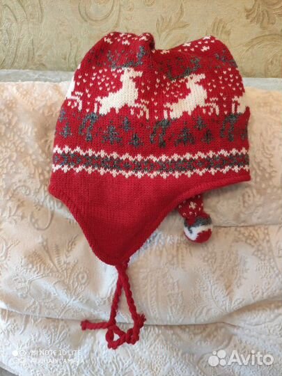 Шапочка зимняя для девочки, 100 шерсть. Эстония