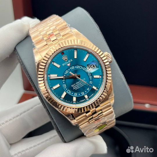 Rolex Sky Dweller blue gold часы