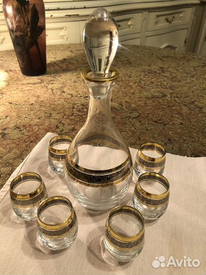 Графин со стаканами богемия