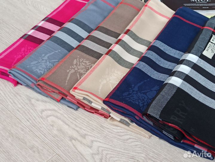 Серый палантин Burberry Кашемир 6цв