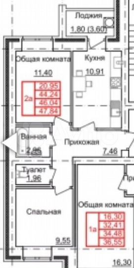 2-к. квартира, 48 м², 3/10 эт.