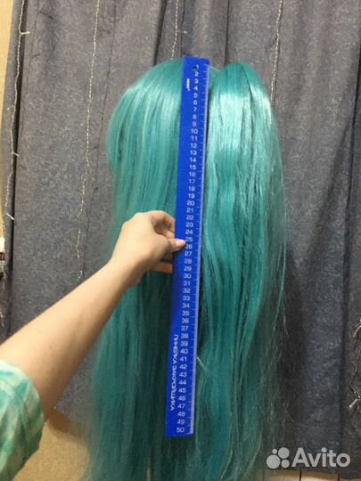 Парик косплей с шиньоном бирюза