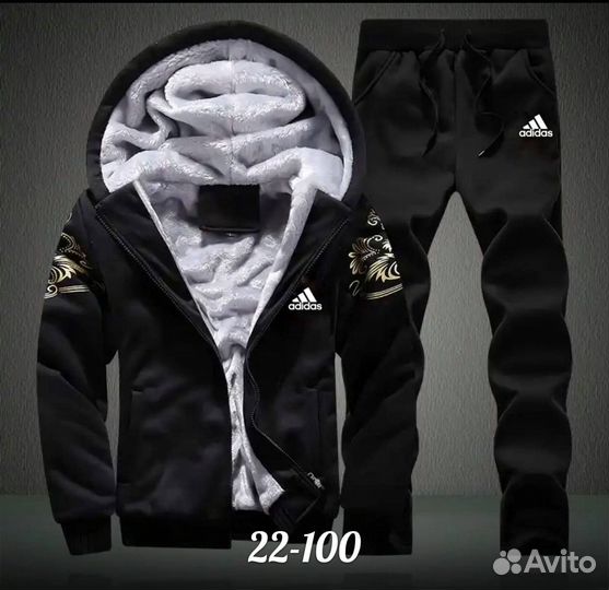 Спортивный костюм тёплый adidas осенний на меху